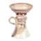 Hello Honey® 7.5" Natural & Cream Stoneware Pillar Holder